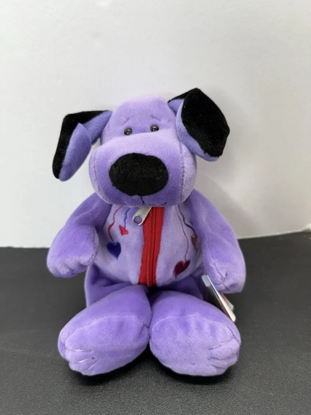 Vintage Rare Mary Meyer Heartstrings Stuffed Zipper Purple Dog Plush With Tags